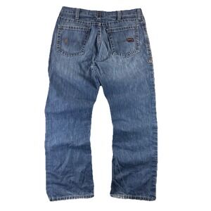 Ariat Jean's Size 34x29 Blue FR M4 Low Rise Bootcut Distressed Medium Wash